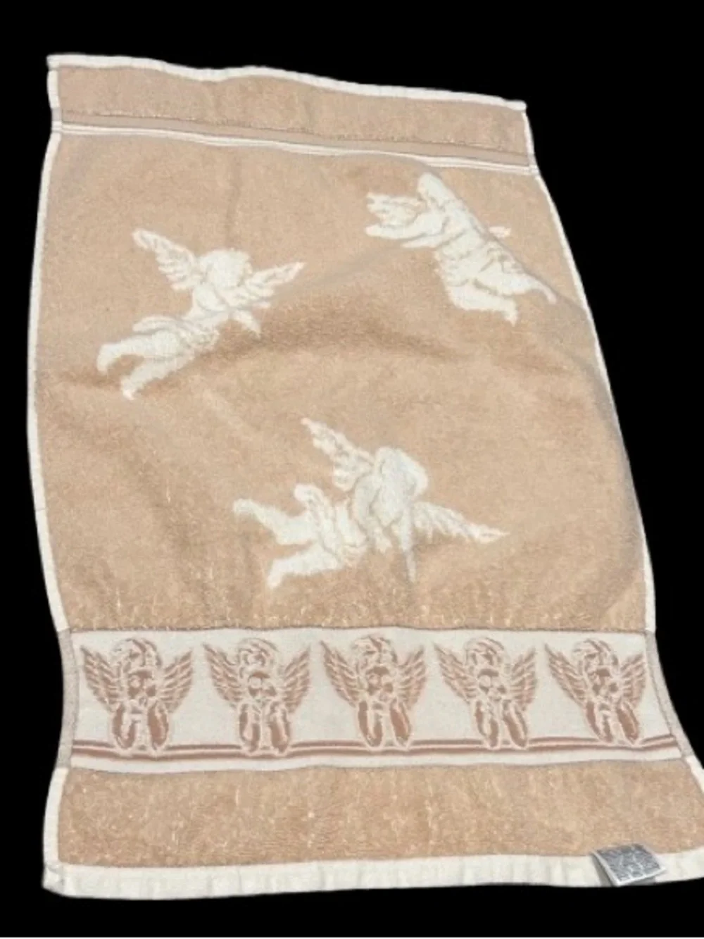 Vintage 90s Celestial Cherub Hand Towel Angels Whimsigoth Bathroom Decor